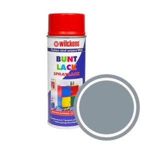 Německá syntetická vrchní barva ve spreji vysoký lesk Wilckens Spraylack Hochglanz Buntlack 400 ml, stříbrná šedá