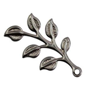 KOVOVÉ OZDOBY, LISTY, GUNMETAL, 3,7 CM, 10 KS