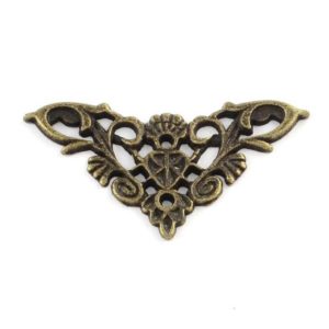 KOVOVÝ ROH, NALEPOVACÍ, 49 X 49, STAROBRONZ, 10 KS