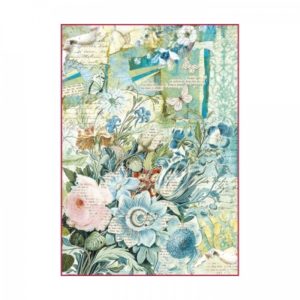 ryzovy papier a4 blue flowers bouquet 1