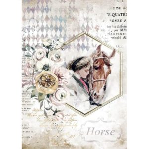 ryzovy papier a4 romantic horses lady frame 2