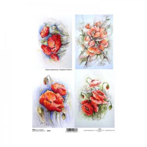 ryzovy papir na decoupage a4 maky cervene 0274