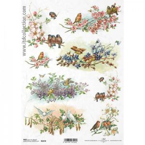 ryzovy papir na decoupage a4 ptaky na vetvi