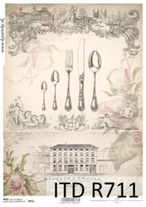 Ryzovym papir R0711 budovy a napisy