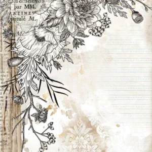 Rýžový papír A4 Stamperia DFSA4553 květy v rohu