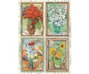 stamperia rice paper a4 atelier van gogh DFSA4549 ctyri kytice