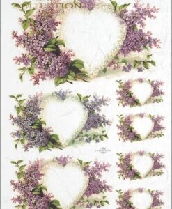 Rýžový papír A4   Itd-R095 srdce s kvítky