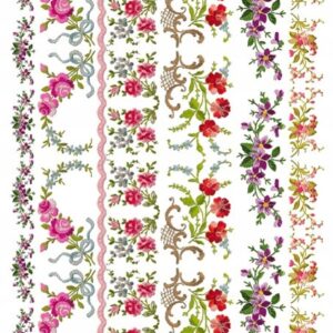 Rýžový papír A4   Itd-R0469-květinové proužky