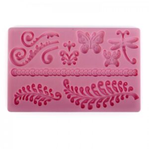 SILIKONOVÁ FORMA, MOTÝLI A LISTY ORNAMENT, 20X12,7X0,7 CM