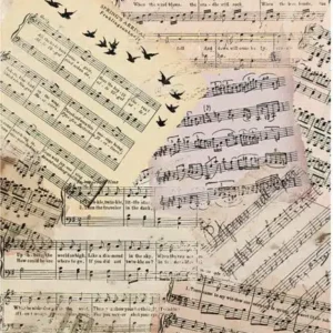 Rýžový papír A3 - 191 - Noty - Cadence