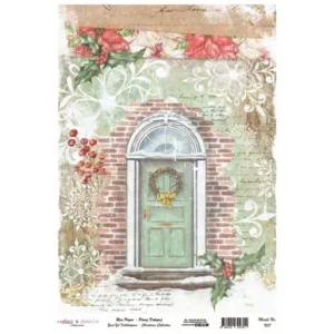 Rýžový papír A4  - 907 Cadence - Vánoční dveře